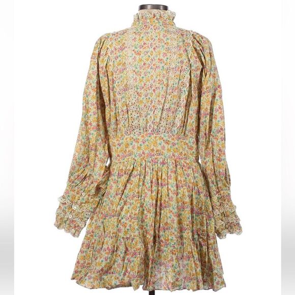 byTiMo Cotton Slub Mini Dress Floral Print Eyelet Lace Flower Garden in Medium - Picture 11 of 11